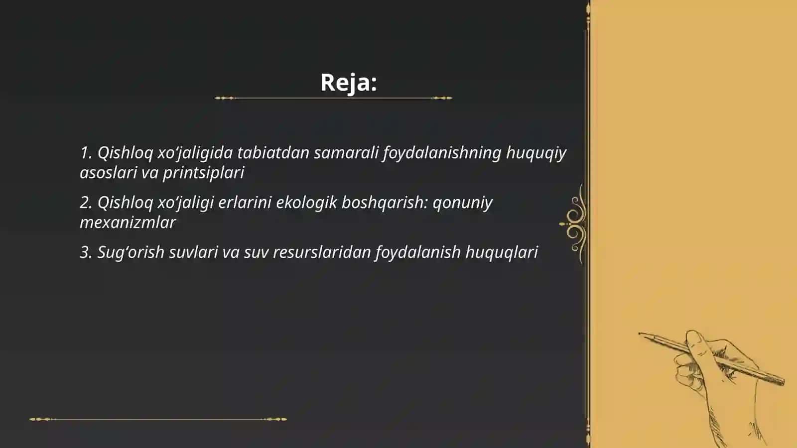 Qishloq xoʻjaligida tabiatdan samarali foydalanishining huquqiy taminlash 2