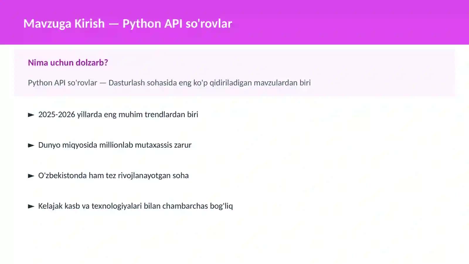 Python API so'rovlar 2