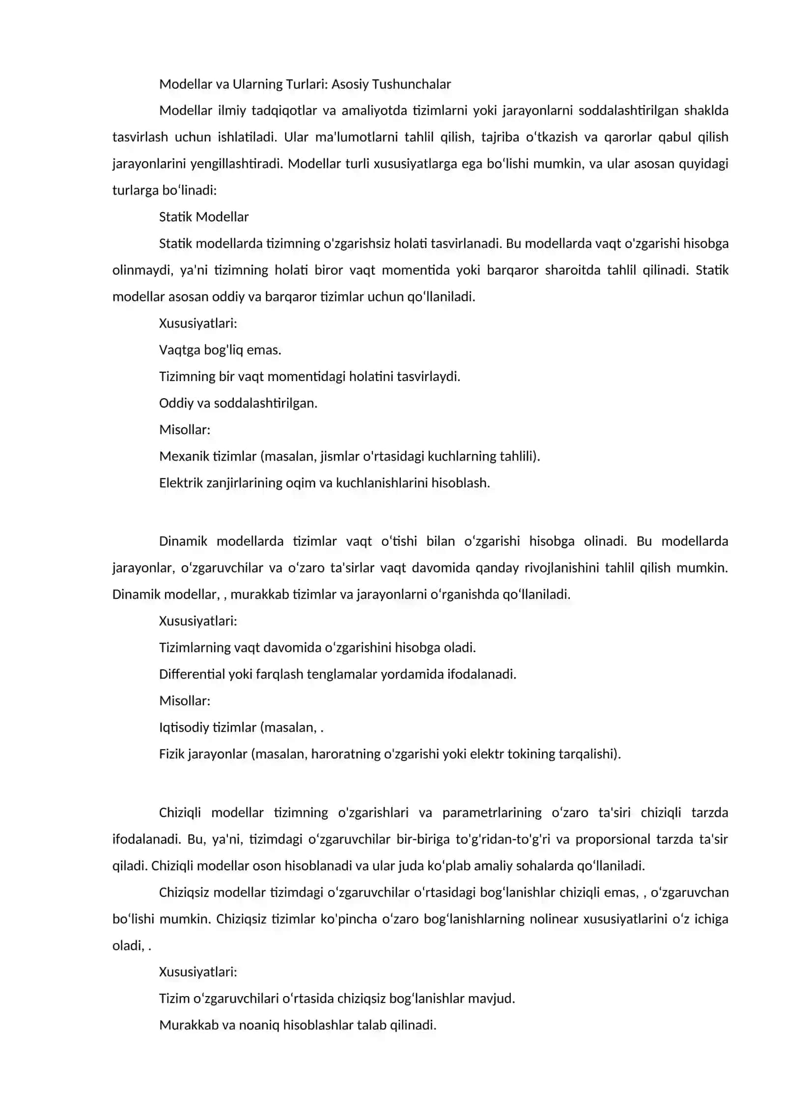Statik Modellar 2