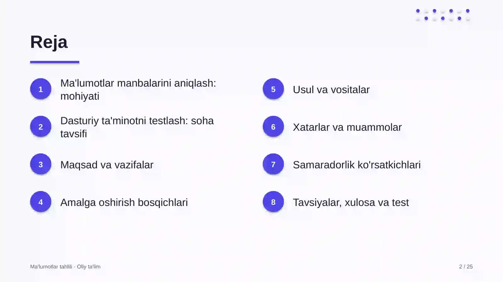 Dasturiy ta'minotni testlash sohasida ma'lumotlar manbalarini aniqlash 2