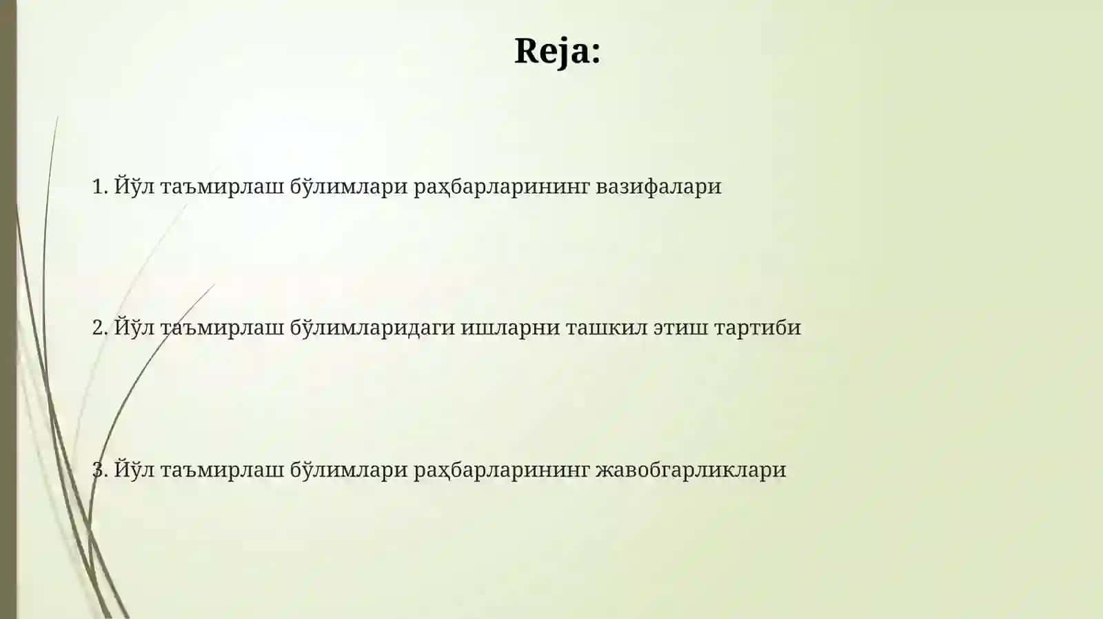 Yo‘l ta‘mirlash bo‘limlari boshliqlari vazifalari va ularning ish tartibi 2