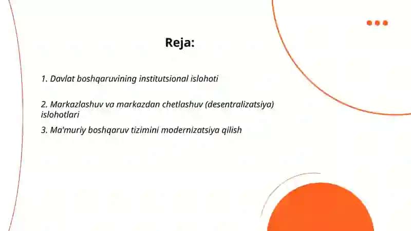 Mustaqillik yillarida davlat boshqaruvi tizimida amalga oshirilayotgan islohotlar 2