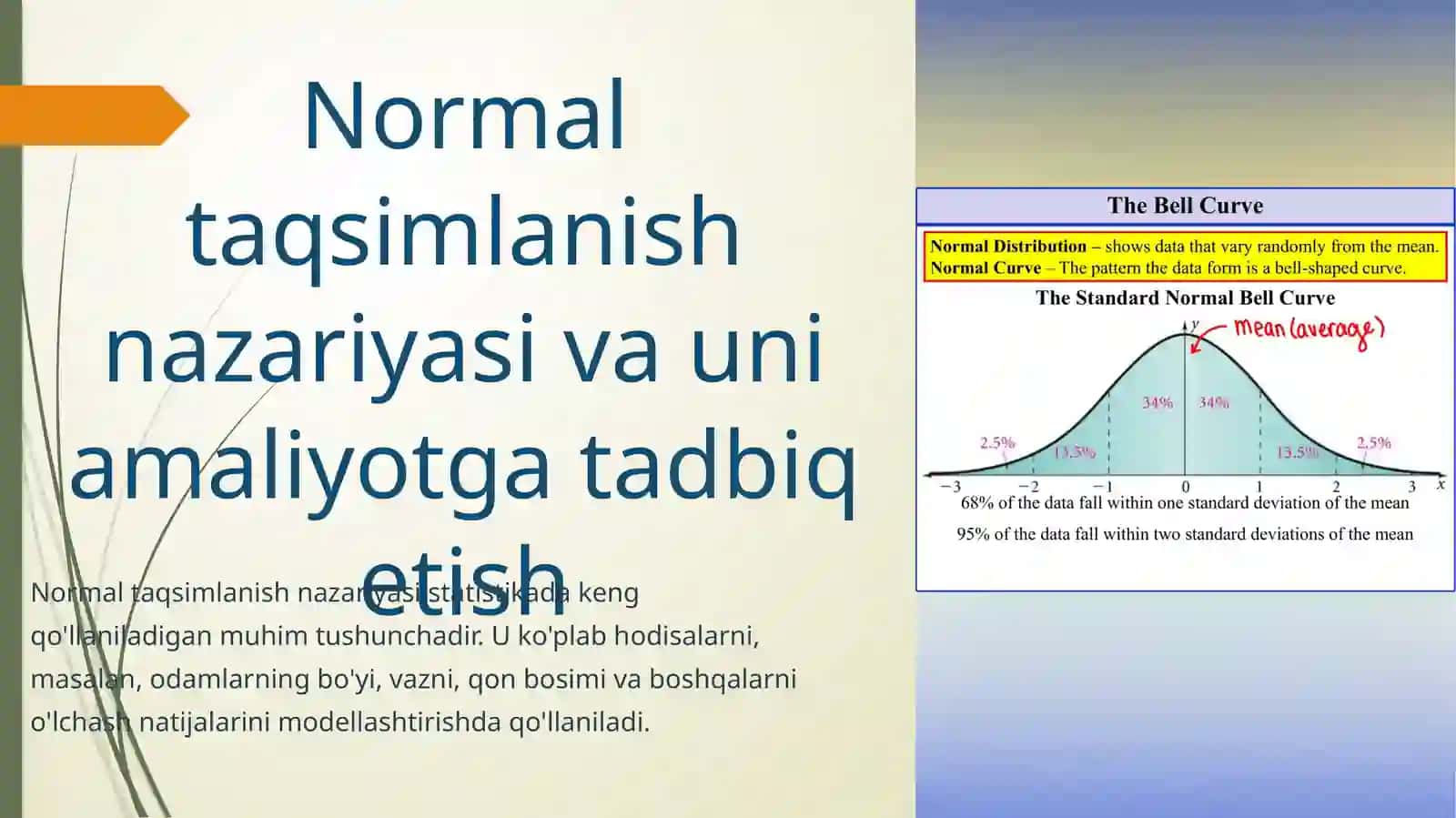 Normal taqsimlanish nazariyasi va uni amaliyotga tadbiq etish  haqida 2