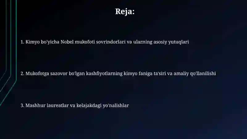 Nobel mukofoti Kimyo sohasida 2