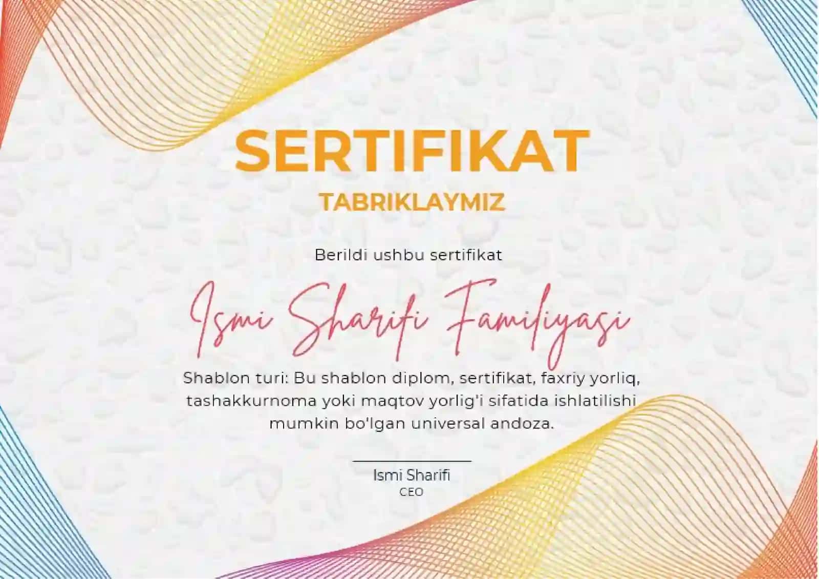 Sertifikat namuna 2
