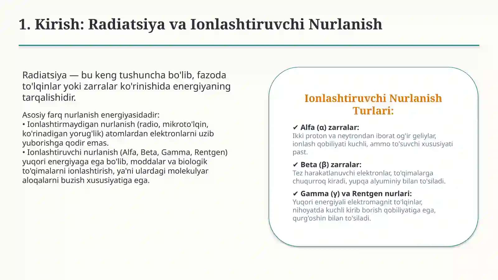 Radiatsion xavfsizlik — ionlashtiruvchi nurlanishdan himoyalanish 2
