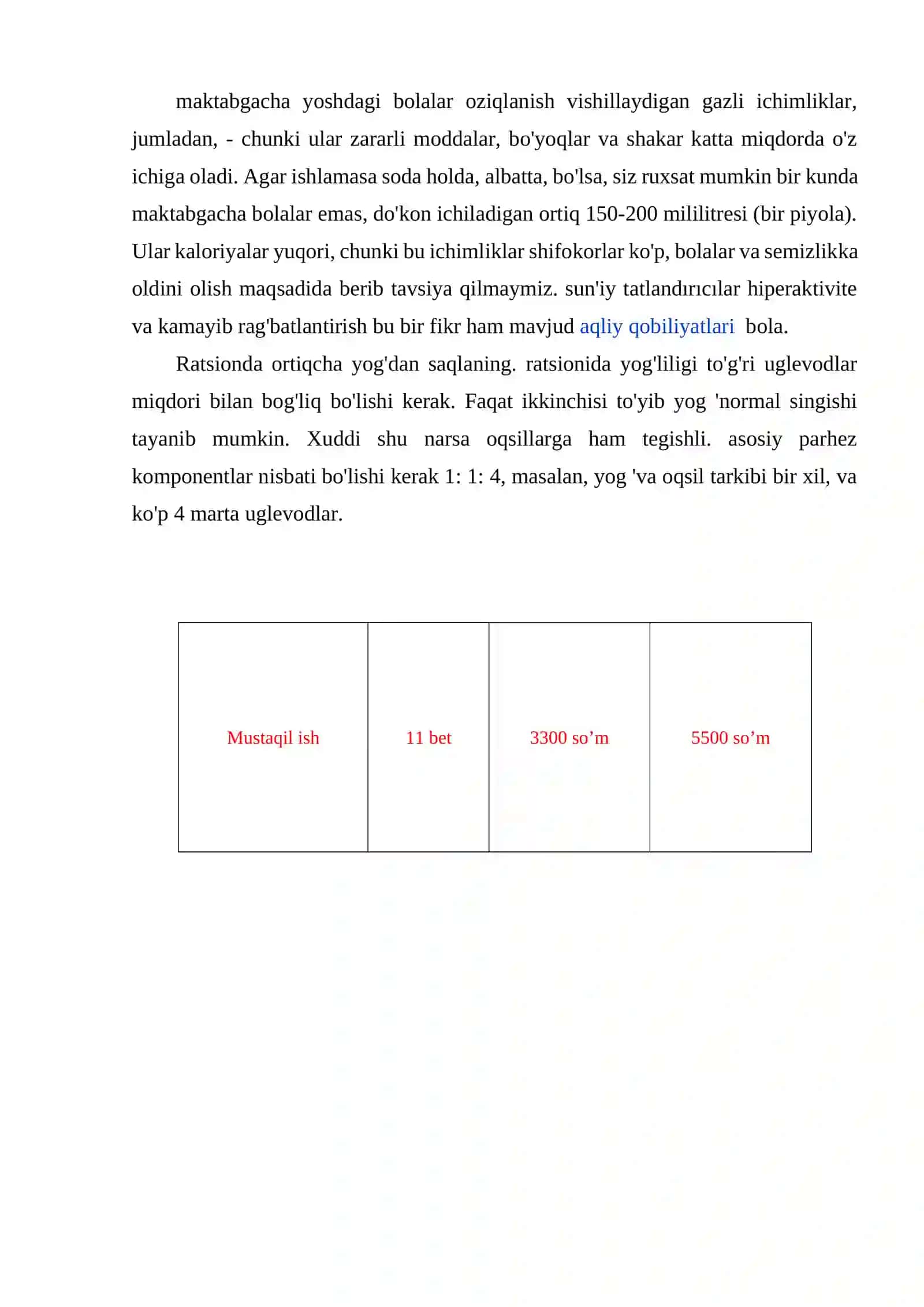 Maktabgacha yoshdagi bolalar uchun ovqatlanish 2