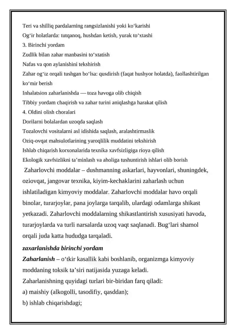 Zaharlanishlar va ularning turlari 2