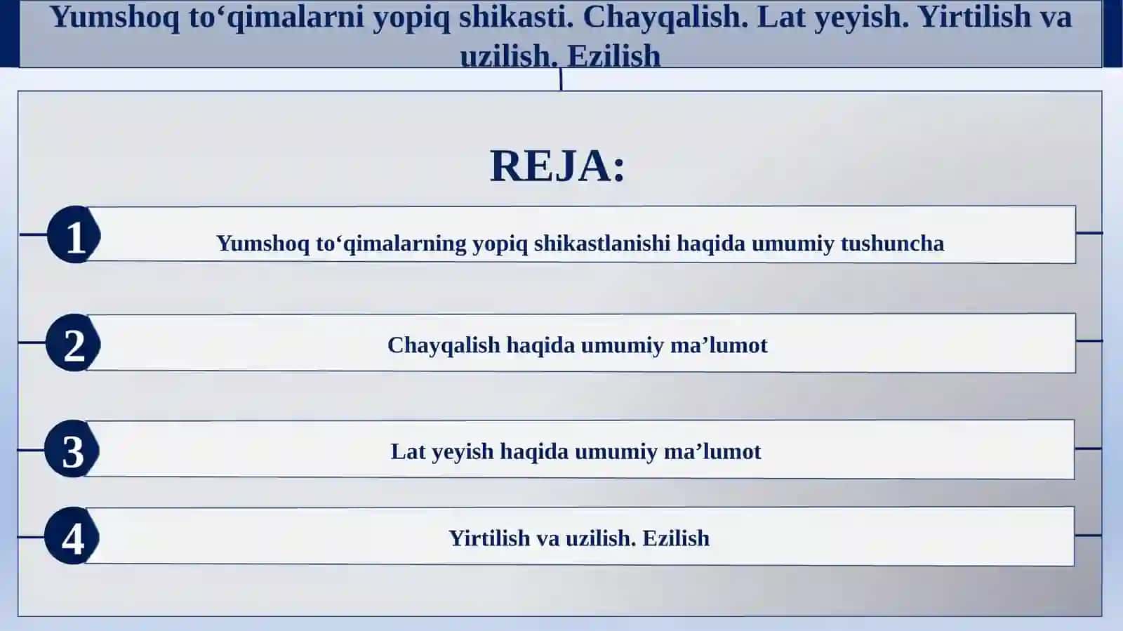 Yumshoq to‘qimalarning yopiq shikastlanishi haqida umumiy tushuncha 2