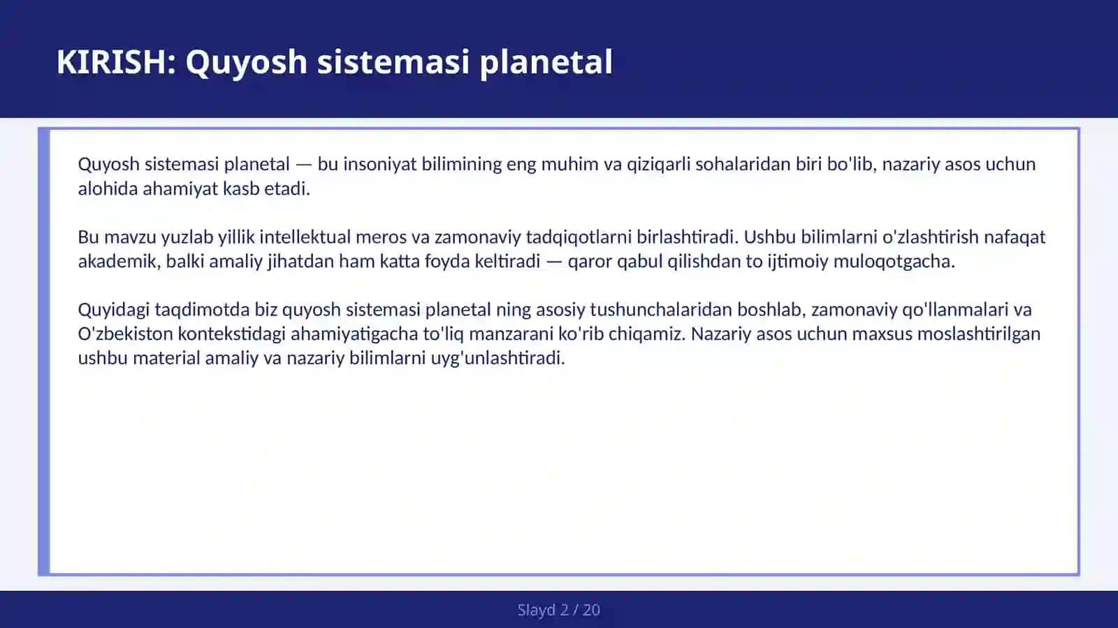 Quyosh Sistemasi Planetal 2