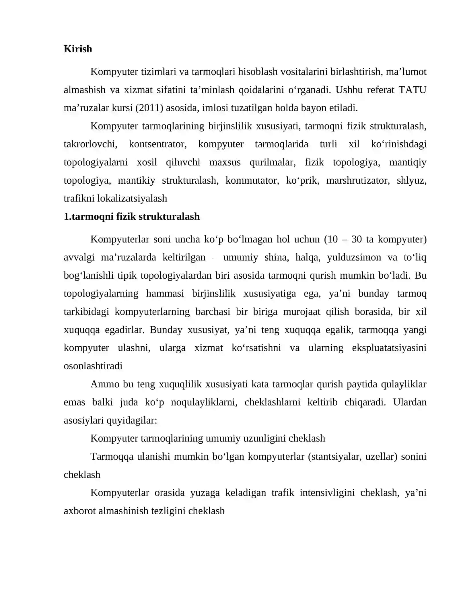 Strukturalash — katta tarmoqlarni qurish vositasi 2