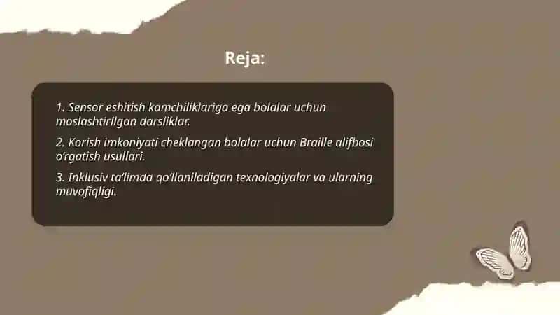 Sensor eshitishda yoki korishda kamchiliklarga ega bolgan bolalar uchun inklyuziv talim strategiyalari va ularni amalga oshirish shart-sharoitlari 2