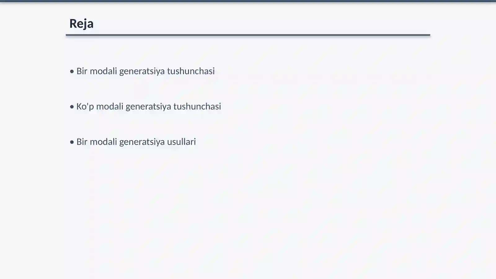 Bir modali va koʻp modali generatsiya shartlari 2
