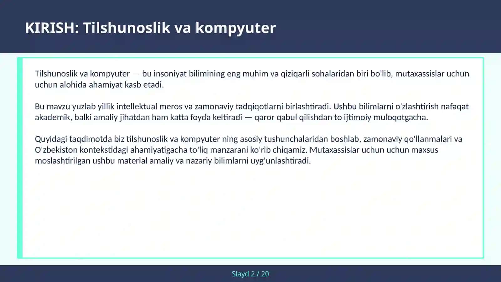 Tilshunoslik va Kompyuter 2