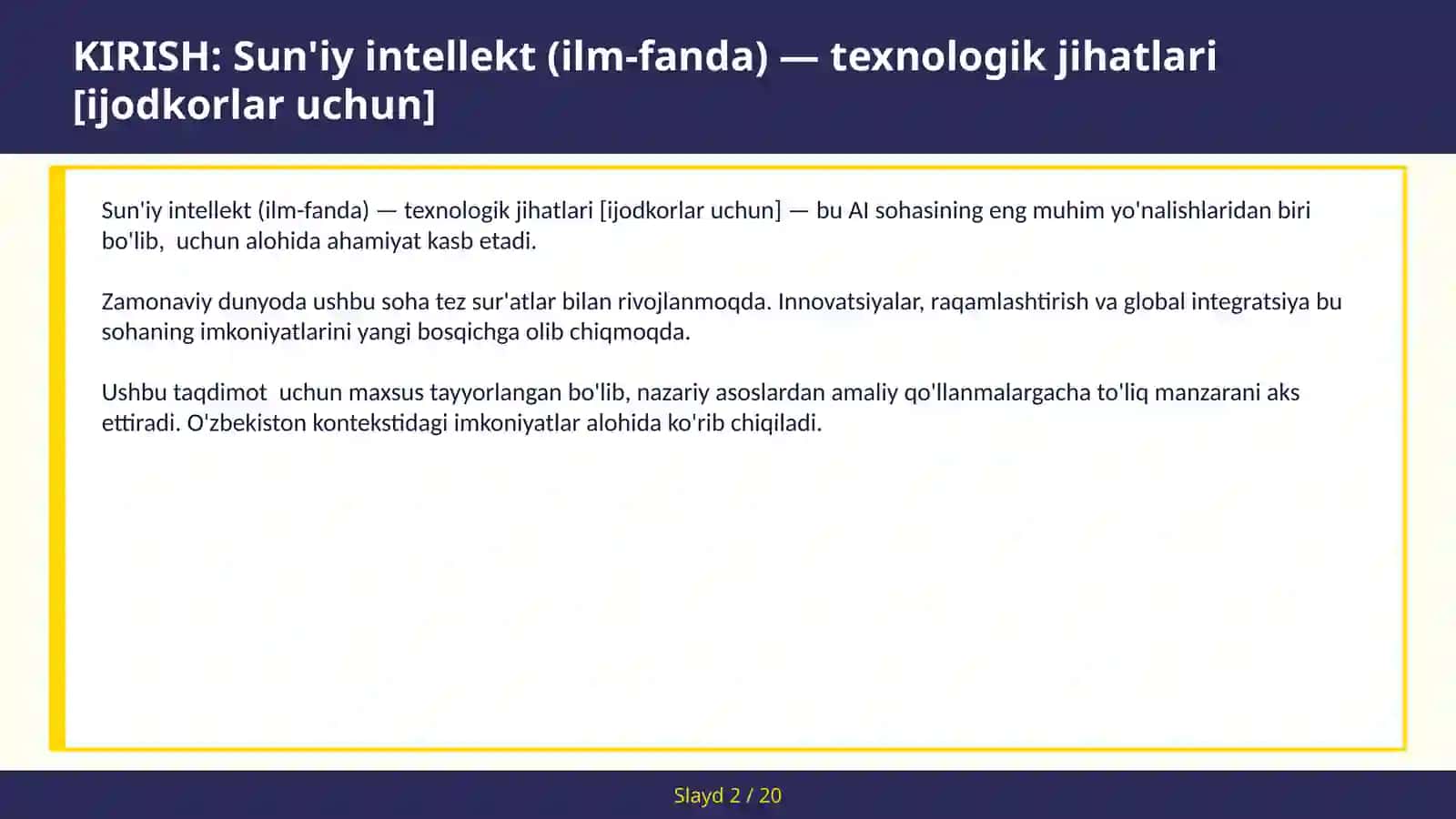 Sun'iy Intellekt (Ilm-fanda) - Texnologik Jihatlari [Ijodkorlar Uchun] 2