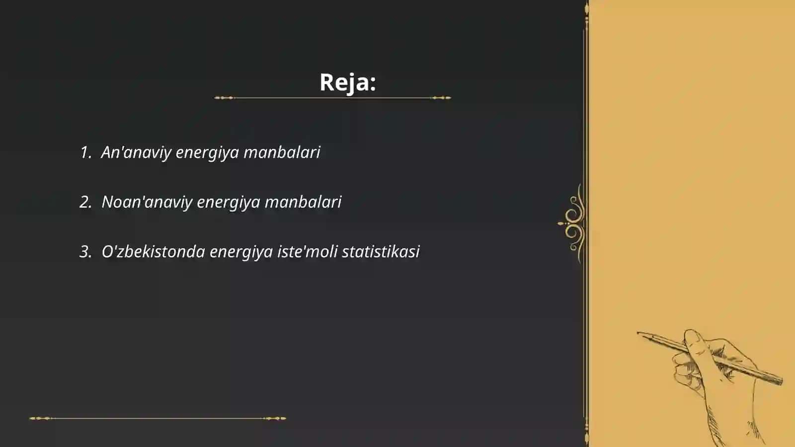 An'anaviy va noan'anaviy energiya manbalaridan foydalanishning statistikalari 2
