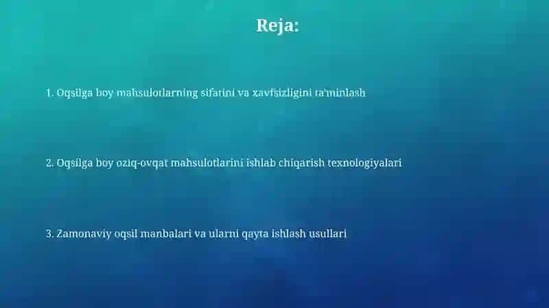 Oqsilga Boy Ozuqa Tayyorlash Texnologiyasi 2