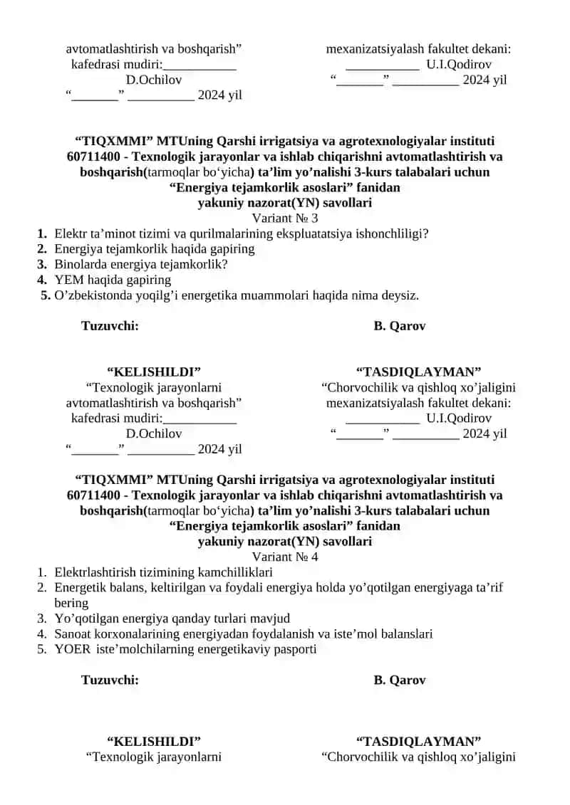 Texnologik jarayonlarni avtomatlashtirish va boshqarish 2