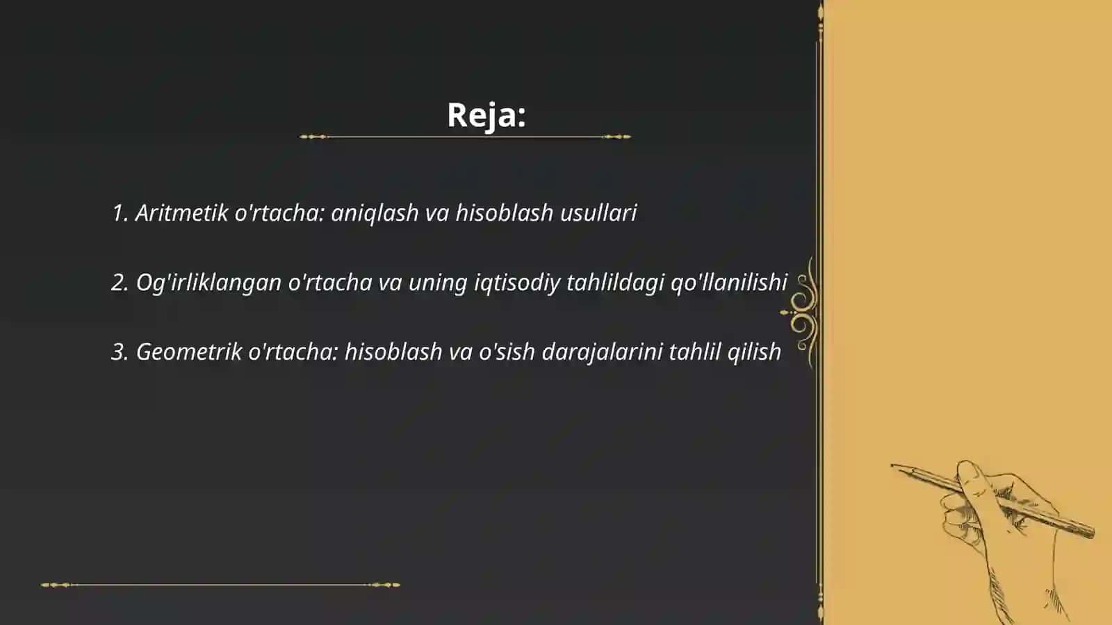 O’rtacha va nisbiy ko’rsatgichlarni hisoblash usuli va uni tahlilda qo’llanilishi 2