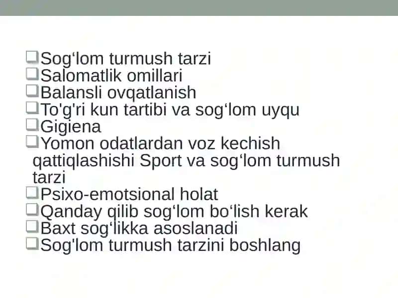 Sog‘lom turmush tarzi 2