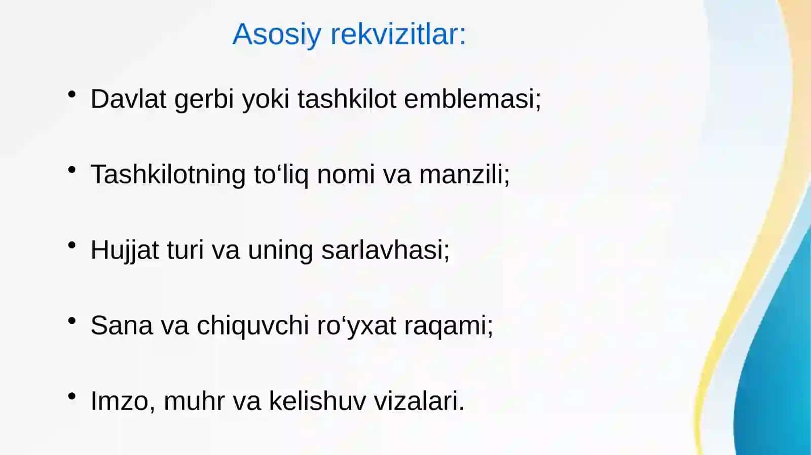 Ish yuritishda hujjat rekvizitlarining joylashuvi va tili 2