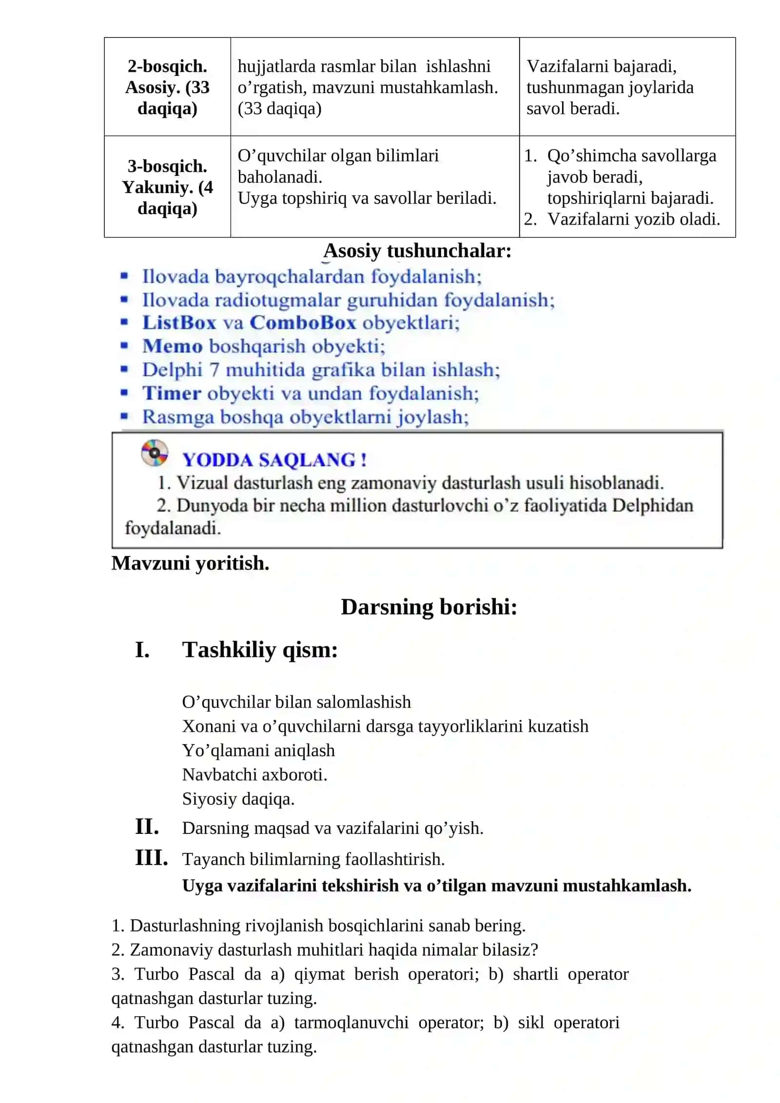 DELPHI DASTURLASH MUHITI 2