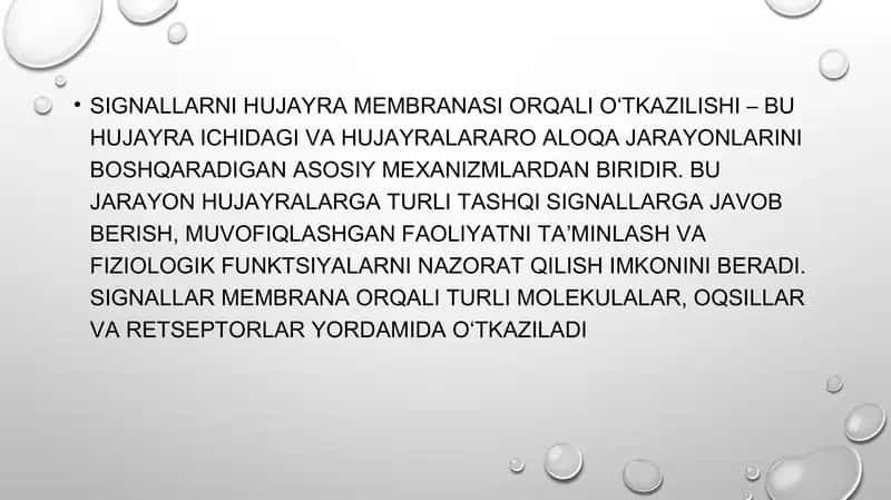 Signallarni membranalar orqali o’tkazilishi 2