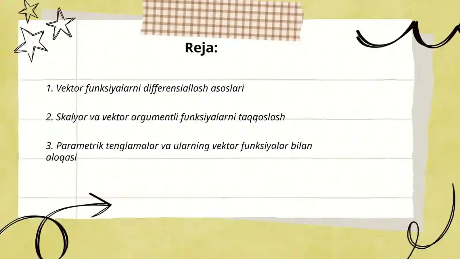 Vektor funksiyalarni differensiallash asoslari 2