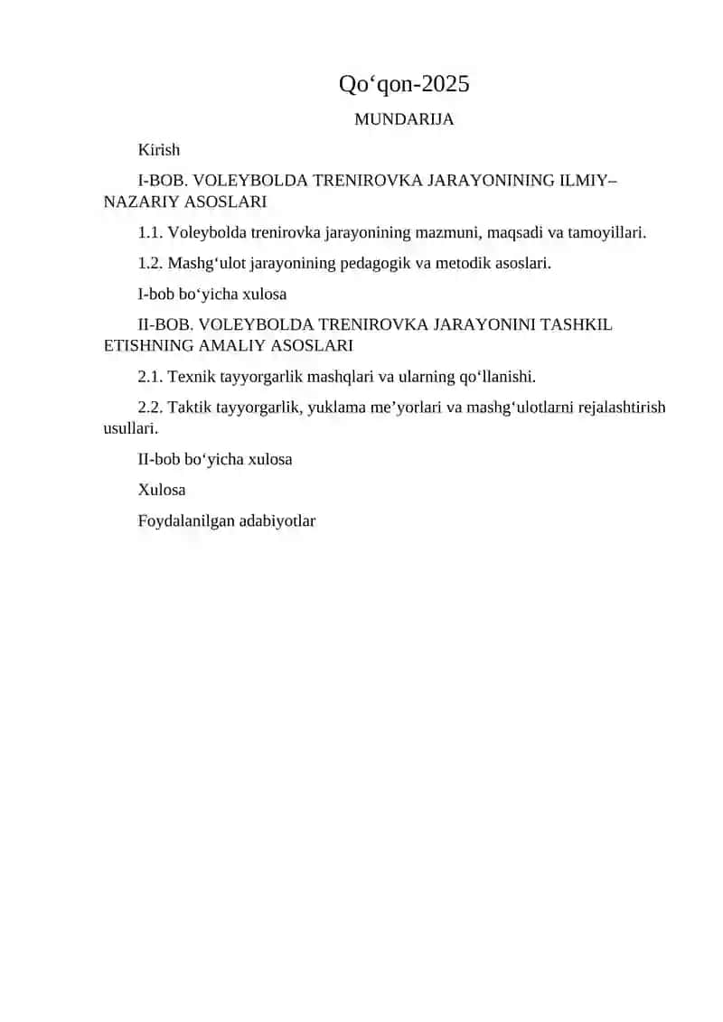 Voleyboll bo'yicha trinirovka asoslari 2