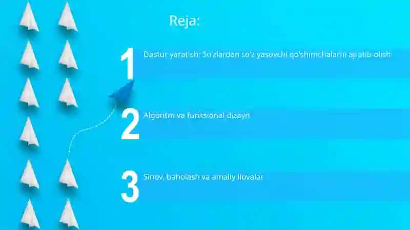 Soʻzlardan lugʻaviy shakl yasovchi qoʻshimchalarni ajratadigan dastur 2
