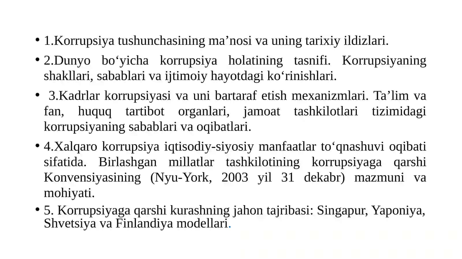 Korrupsiyaga qarshi kurashning jahon tajribasi 2