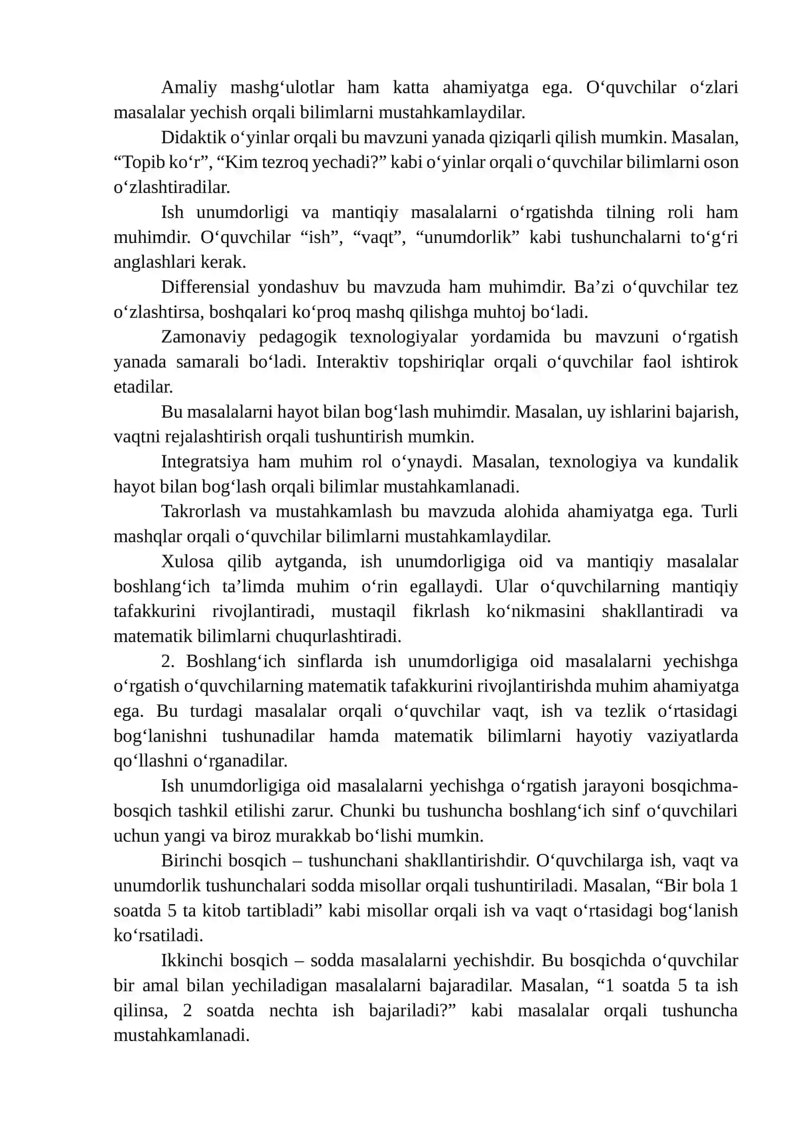 Ish unumdorligiga oid masalalar 2