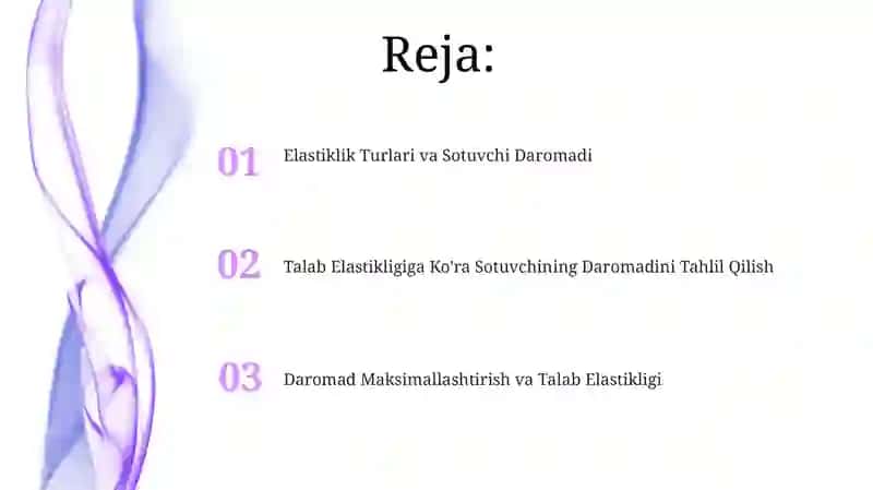 Talab Elastikligiga Ko'ra Sotuvchining Daromadini Tahlil Qilish 2