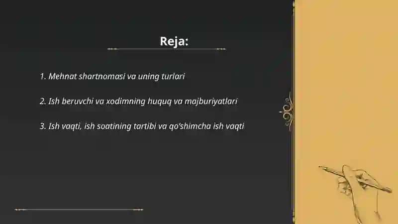 Mehnatga oid huquqiy munosabatlar 2
