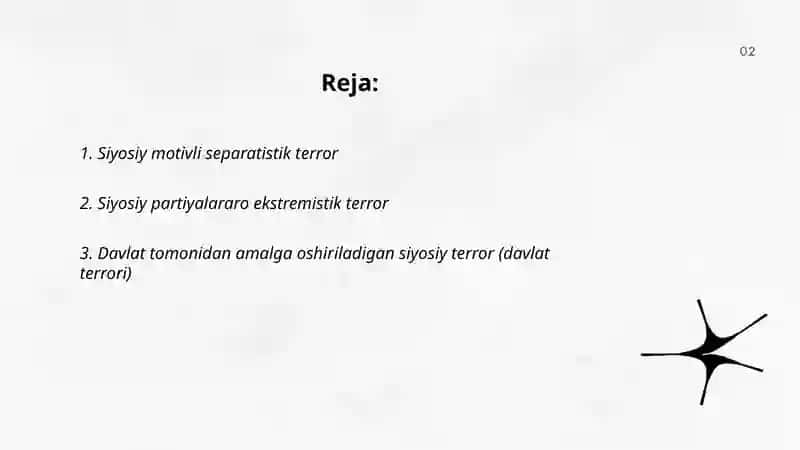 Terorizmning turlari (siyosiy, iqtisodiy, itimoiy, diniy) 2