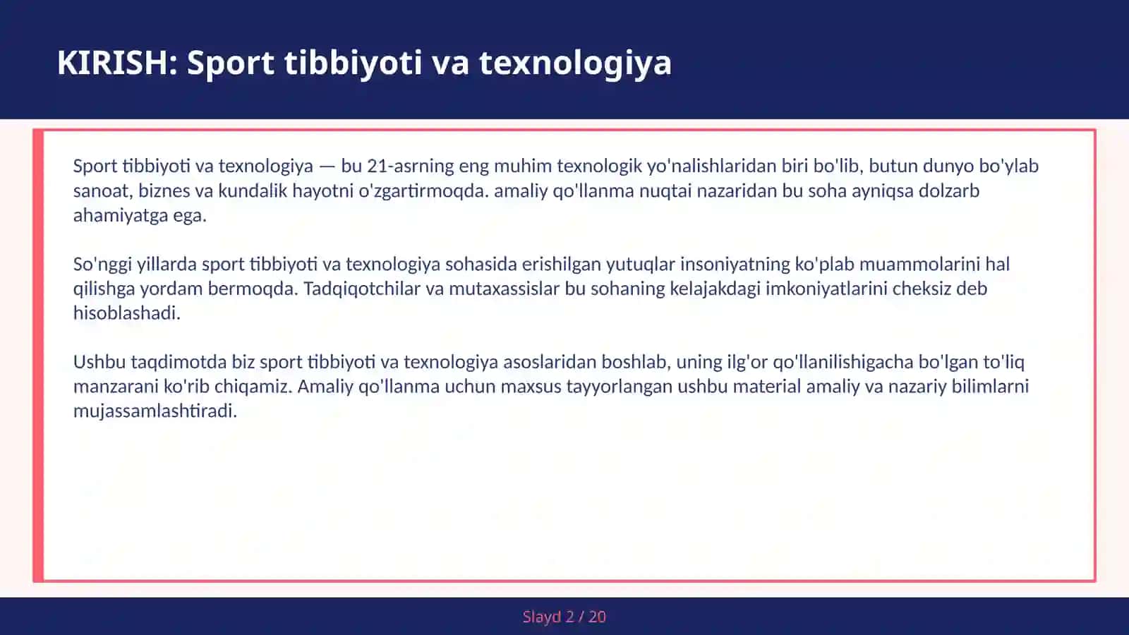 Sport tibbiyoti va texnologiya 2