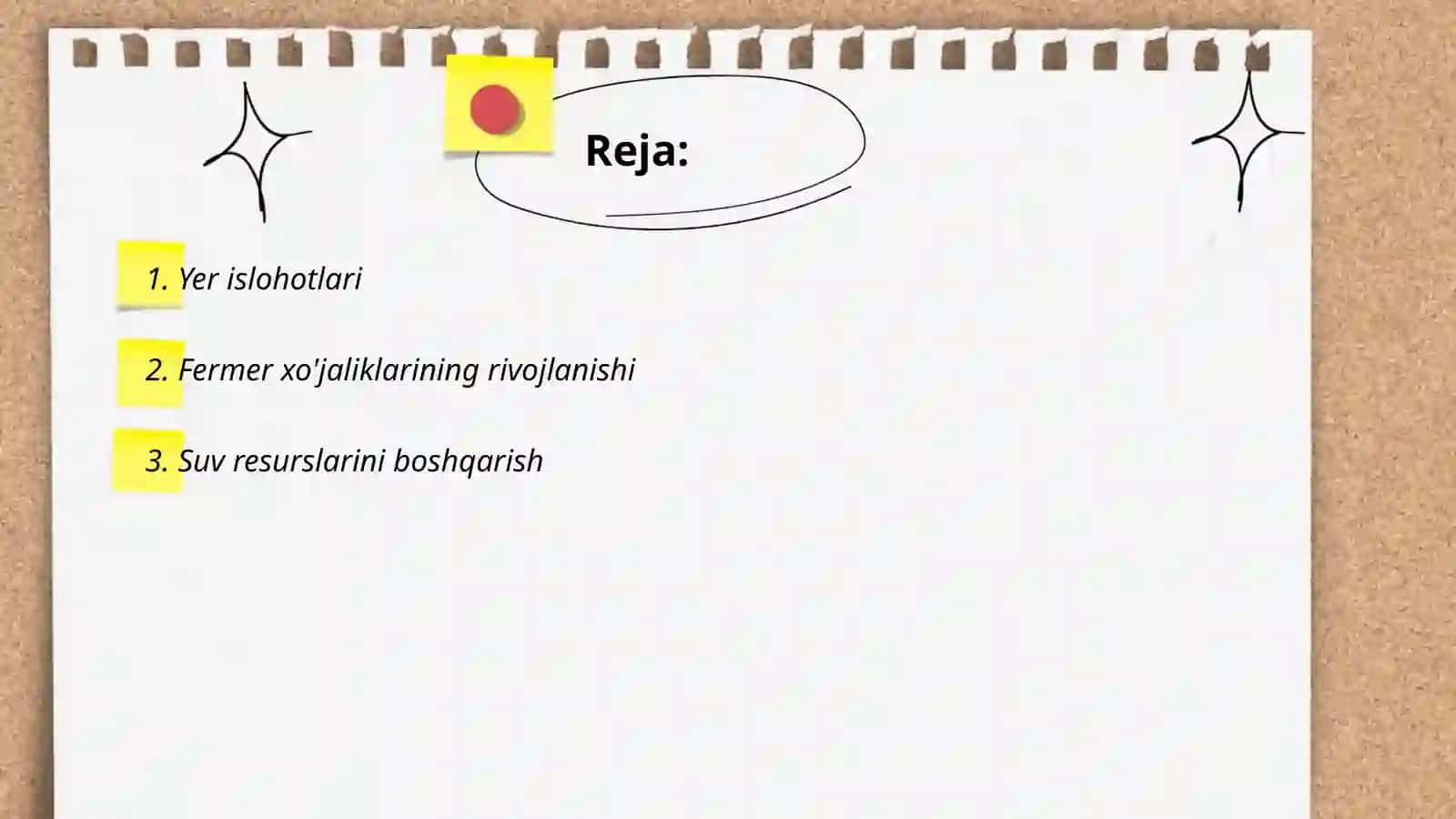 Yer islohotlari O'zbekistonning agrar sohasini modernizatsiya qilish maqsadida 2