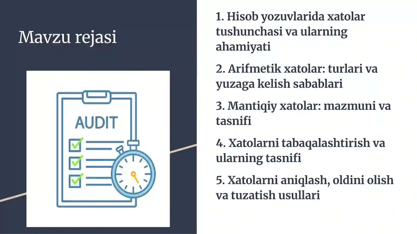 Xatolarni tabaqalashtirish 2