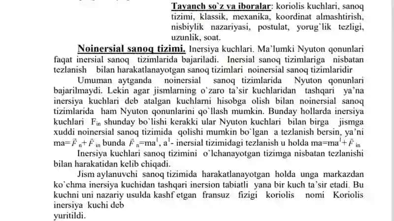Noinersial sanoq tizimi 2
