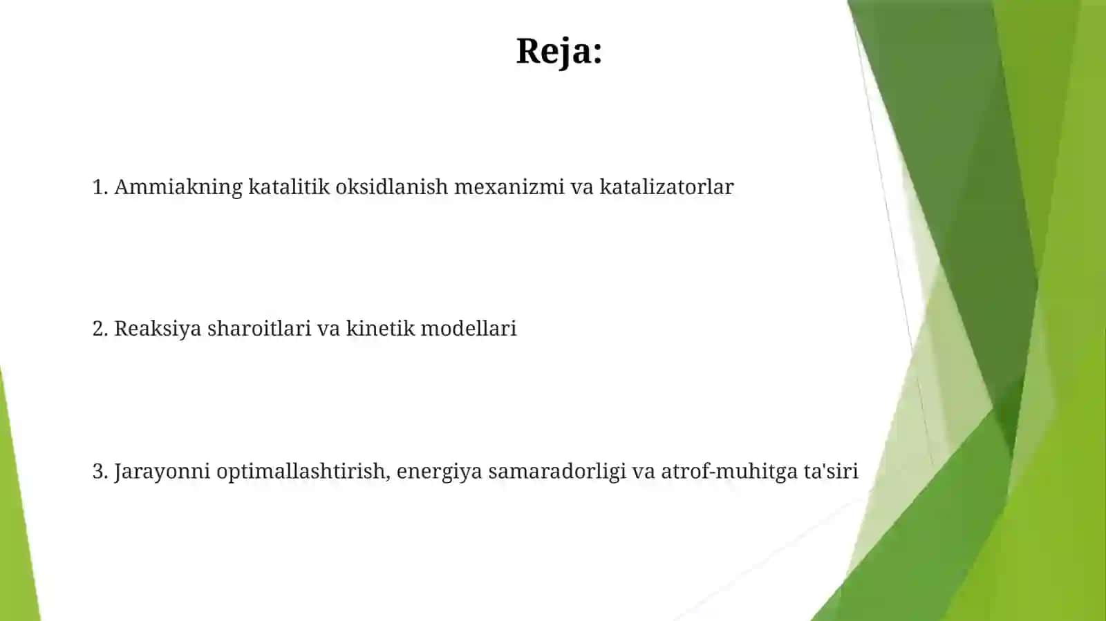 Ammiakning katalitik oksidlanish mexanizmi va katalizatorlar 2