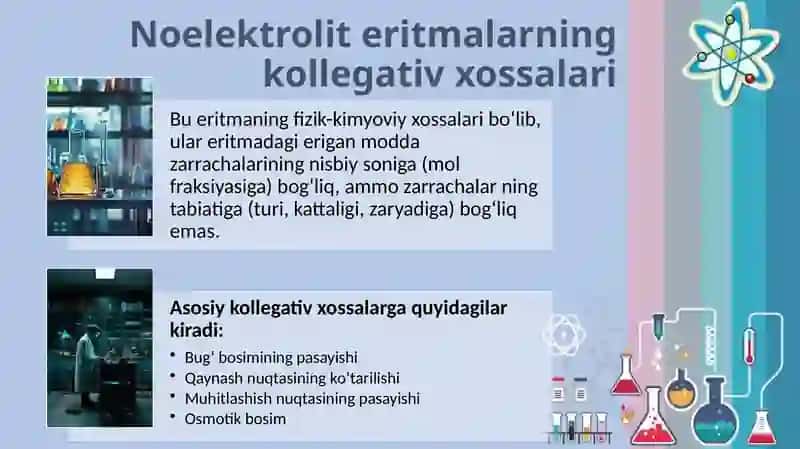 Noelektrolit eritmalarning kollegativ xossalari 2