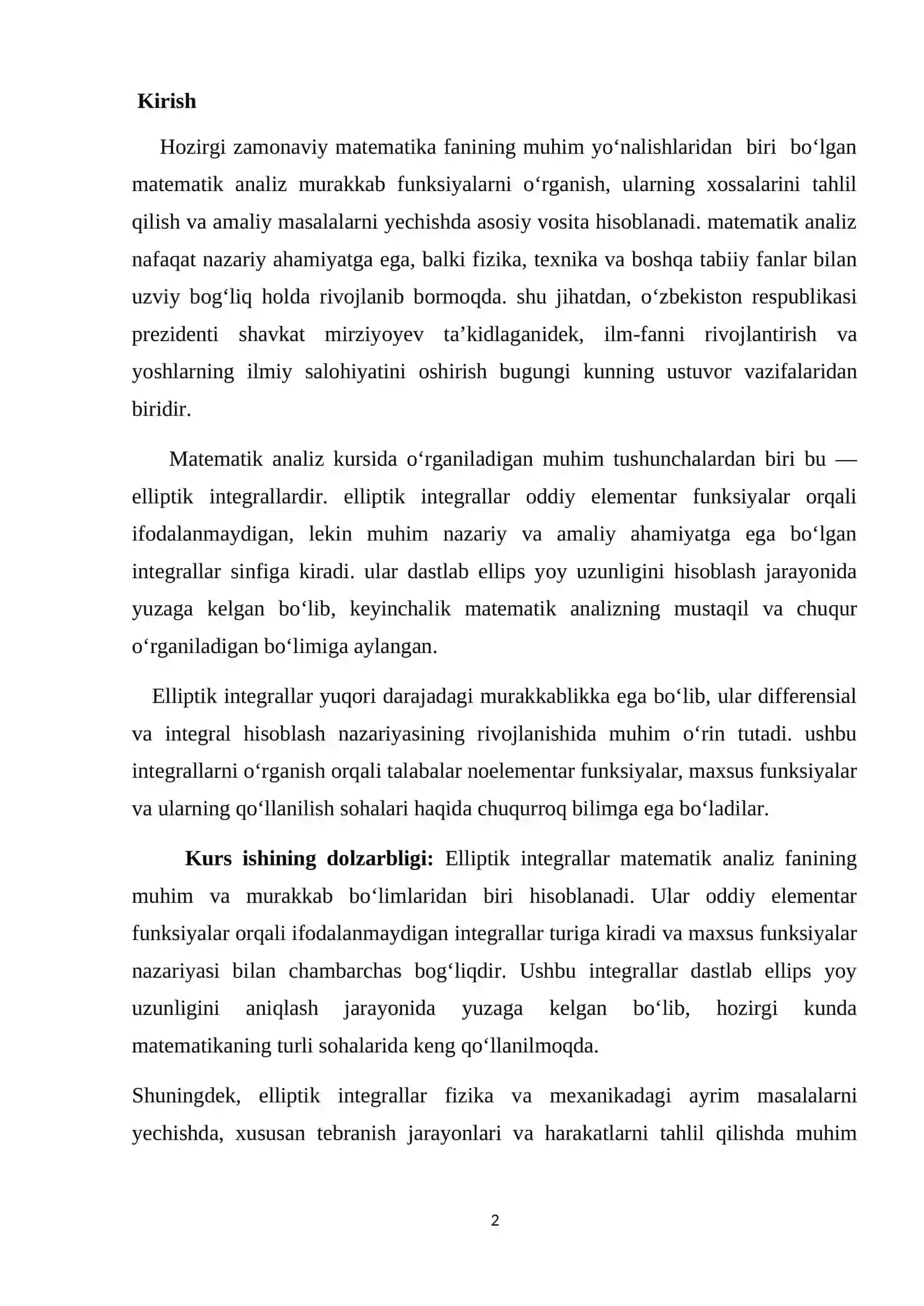 Elliptik integral kurs ishi 2