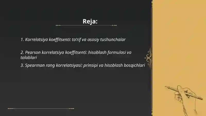 Korrelatsiya koefitsenti uning baholash usullari 2