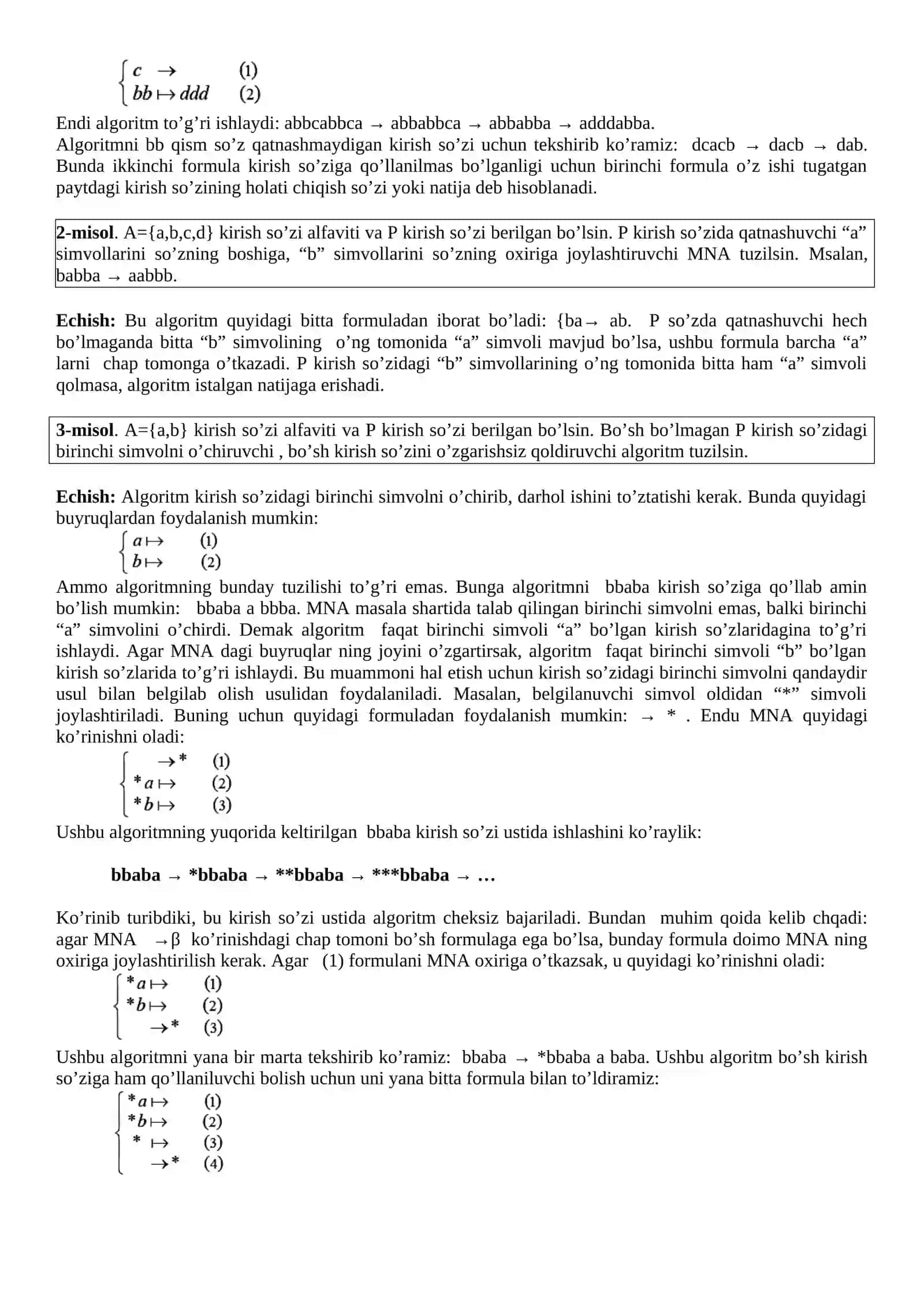 Markovning normal algoritmlari 2