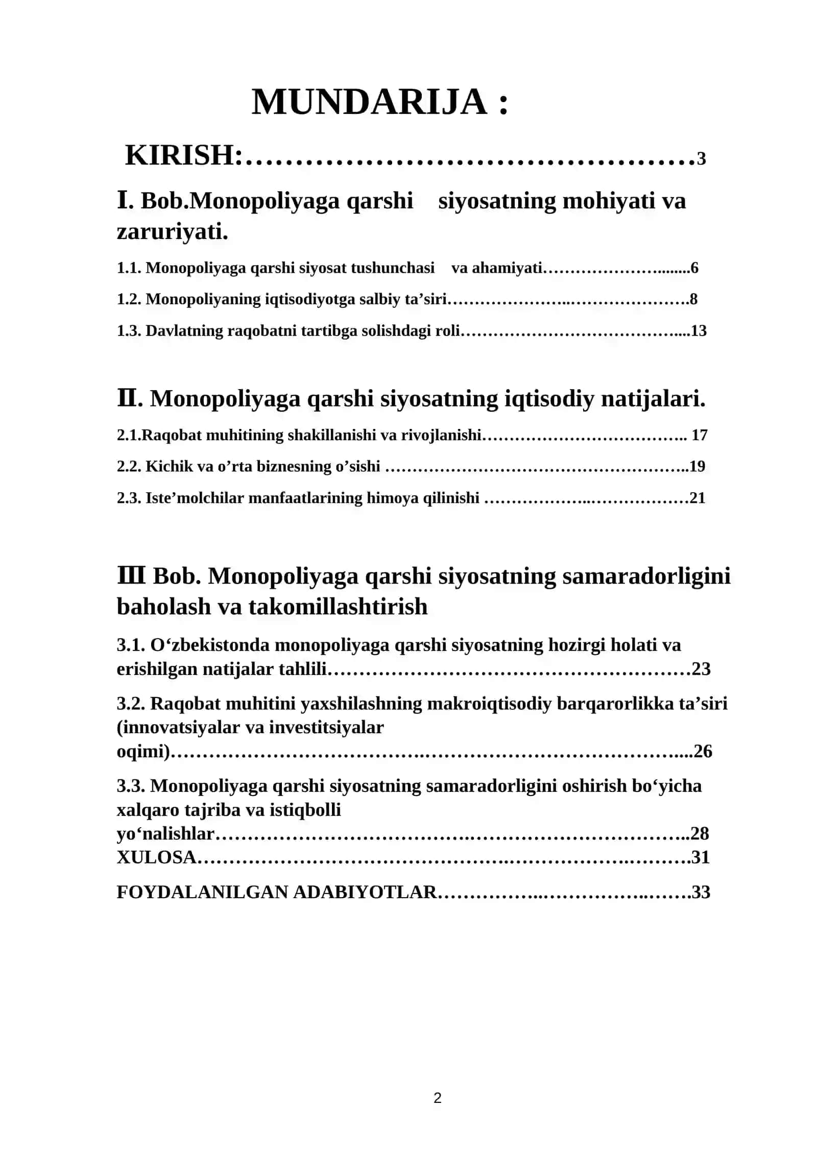 MANAPOLYAGA QARSHI SIYOSATNING IQTISODIY NATIJALARI 2