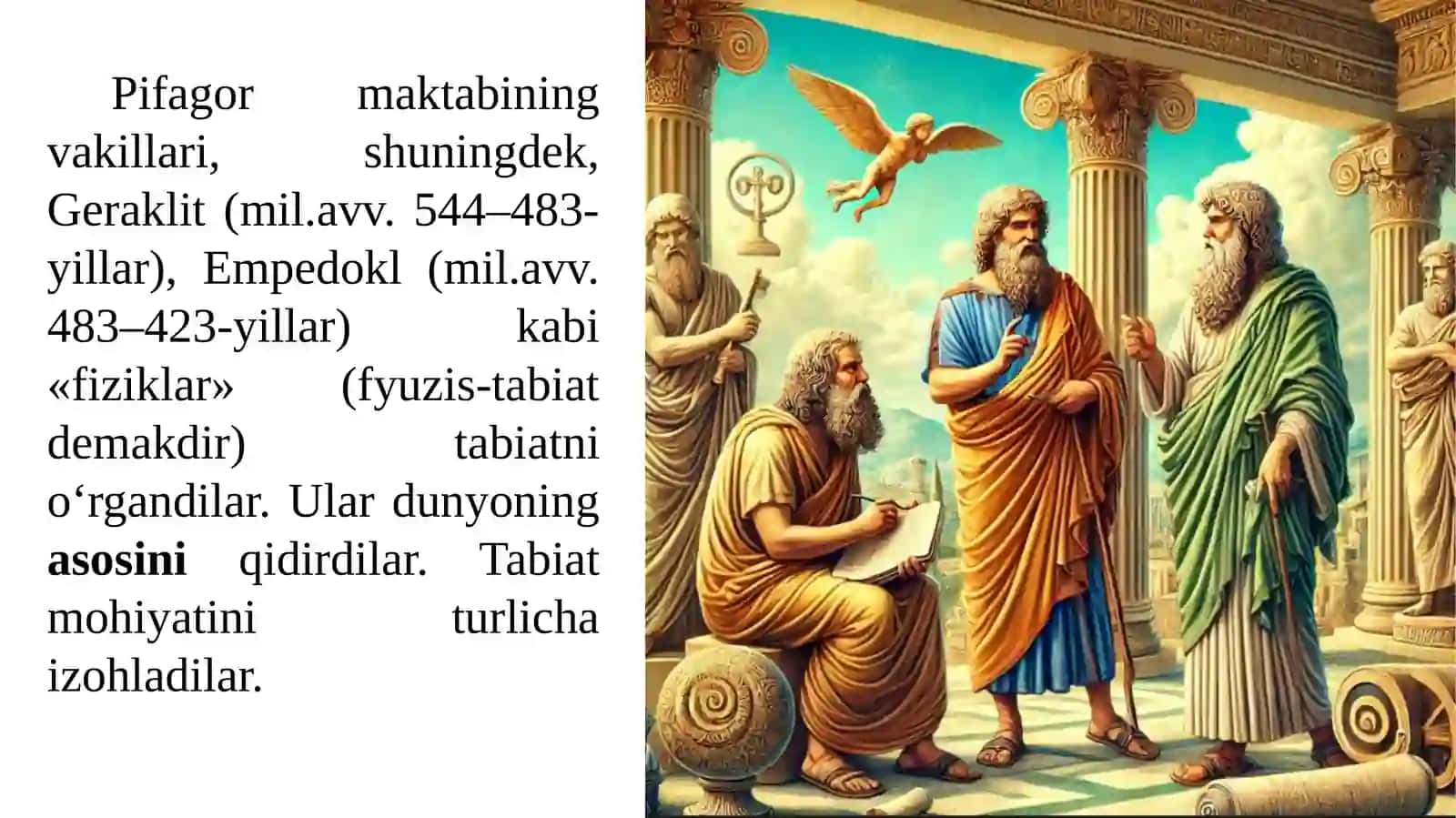 Falsafa.Ilk yunon falsafasi vakillarimiletlikFales (mil.avv. 624–547-yillar) 2