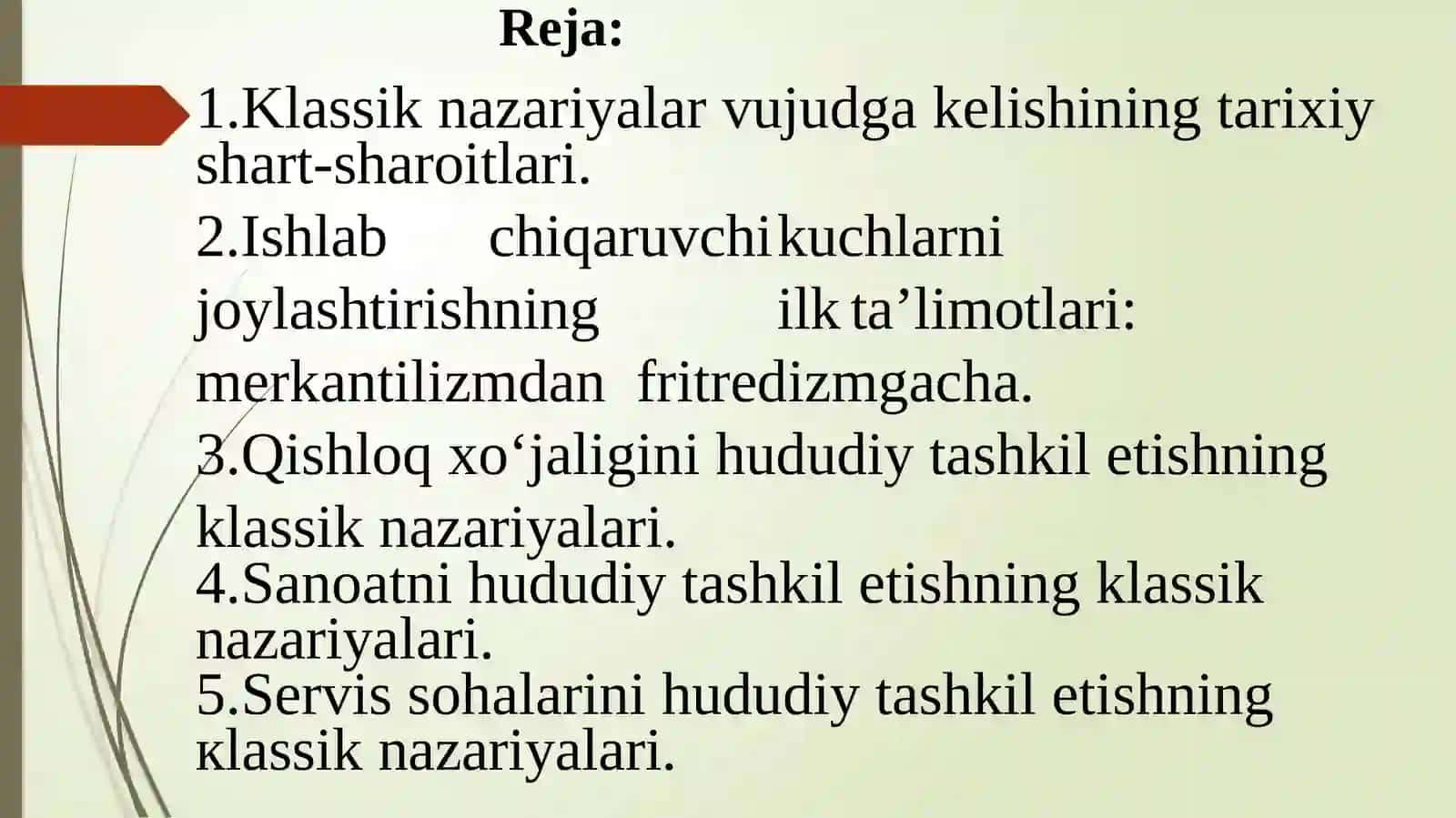 ISHLAB CHIQARUVCHI KUCHLARNI JOYLASHTIRISHNING KLASSIK NAZARIYALARI 2