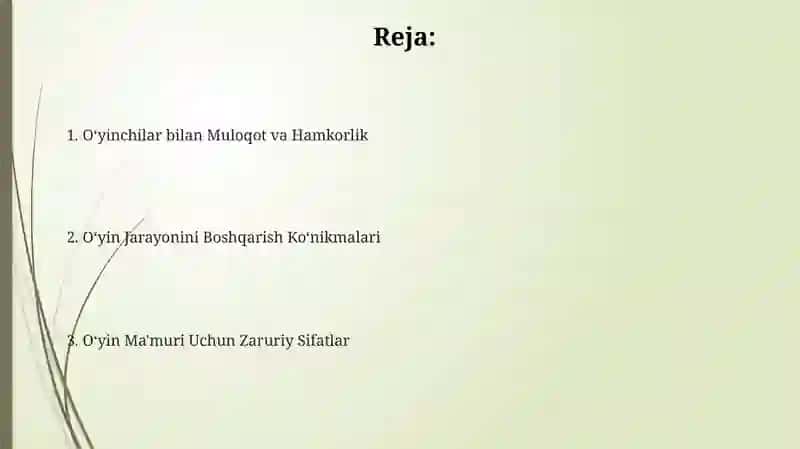 Oʻyin rahbariga qoʻyiladigan talablar 2