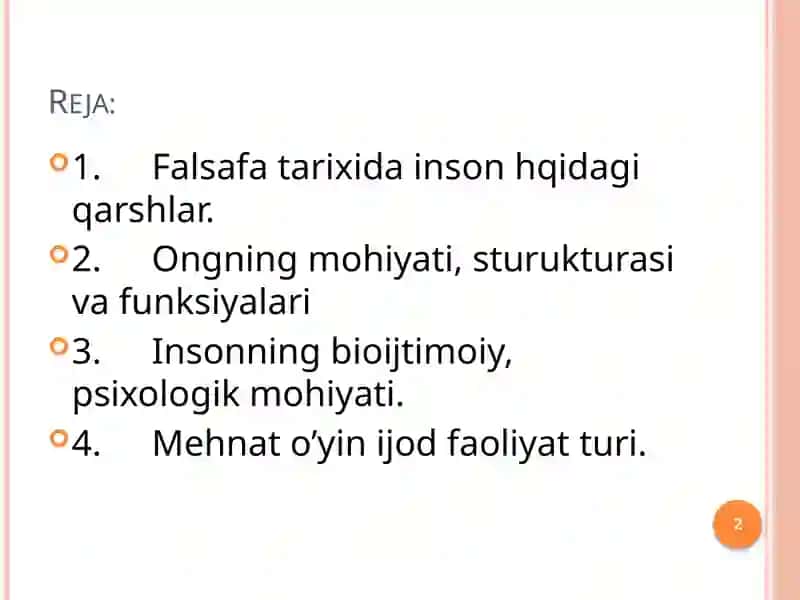 Инсон Ҳақида Falsafiy Antropologiya 2