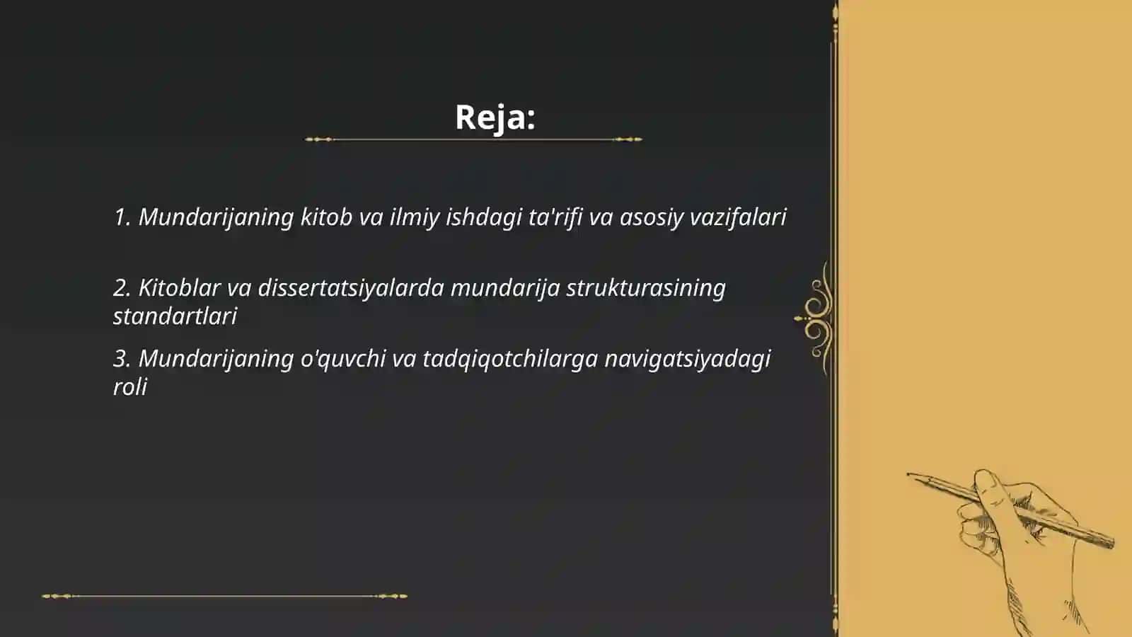 Kitob va ilmiy ishlarda mundarijaning ahamiyati 2
